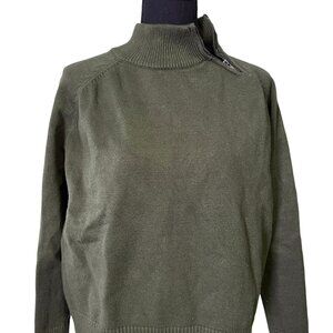 SIX FIFTY Viscose Mockneck Zipper Sweater Olive Size S